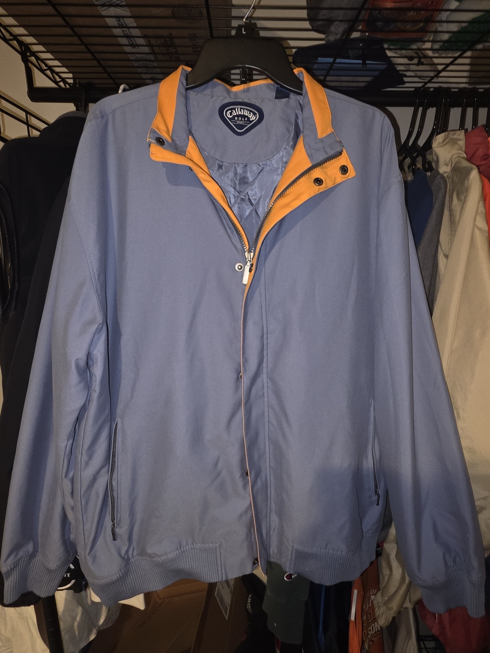 Callaway Light Blue Windbreaker Jacket with Orange Trim